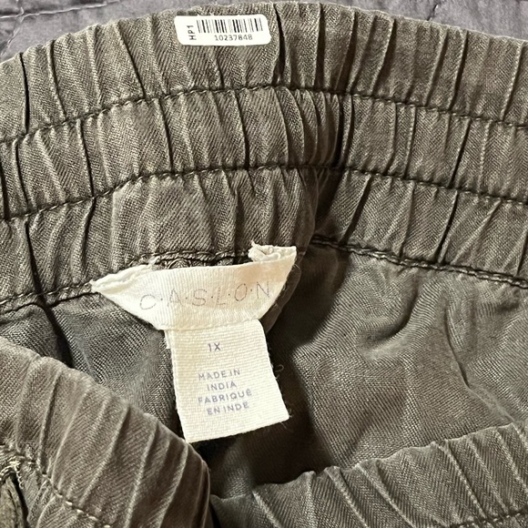 CASLON Drawstring Ruched Ankle Pants- Olive Green- 1X- New Without Tags - Picture 6 of 7